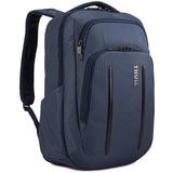 Thule Crossover 2 20L backpack showing a sleek black design with multiple compartments and padded shoulder straps.
