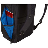 Thule Crossover 2 backpack in black with multiple compartments and padded straps, designed for travel and daily use.