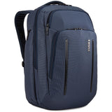 Thule Crossover 2 30L backpack with multiple compartments, padded shoulder straps, and sleek black design for travel and daily use.