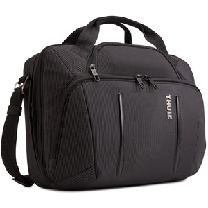 Thule Crossover 2 briefcase for 15.6-inch laptops, black nylon with padded shoulder strap and multiple organizational compartments.
