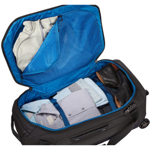 Thule Crossover 2 Wheeled Duffel 30-inch luggage with durable fabric and sturdy wheels, ideal for travel and easy transport.