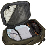 Thule Crossover 2 Wheeled Duffel 30-inch luggage with sturdy handle and wheels, black fabric with zippered compartments.