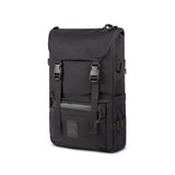 Black Topo Designs Rover Pack Tech backpack with multiple compartments and padded straps, suitable for daily use or outdoor adventures.