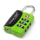 Touro TSA 3-dial combination travel lock with green body and TSA indicator for luggage security.