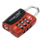 Touro 3 Dial TSA travel combination lock in red, showing the TSA indicator and dial mechanism for secure luggage security.