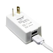 Voltage Valet adaptor plug with 2 USB ports for Australia, New Zealand, and China, featuring universal power outlet and compact design.