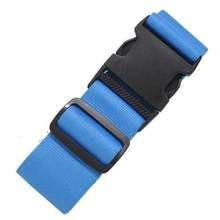 Blue adjustable luggage strap from Voltage Valet, a travel essential with secure, easy-to-use design for checked or carry-on bags.