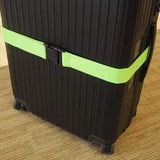 Blue adjustable luggage strap from Voltage Valet, a travel essential to secure and identify your luggage easily.